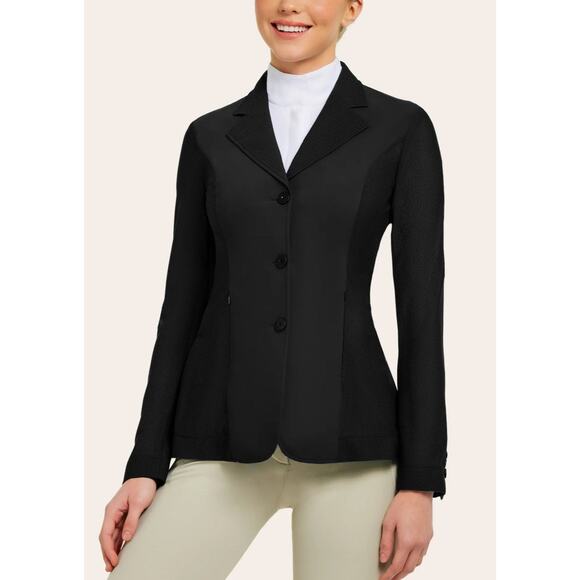 R.J. Classics Harmony Mesh Show Coat Blazer Stretch Riding Equestrian Black 18R - Picture 1 of 16